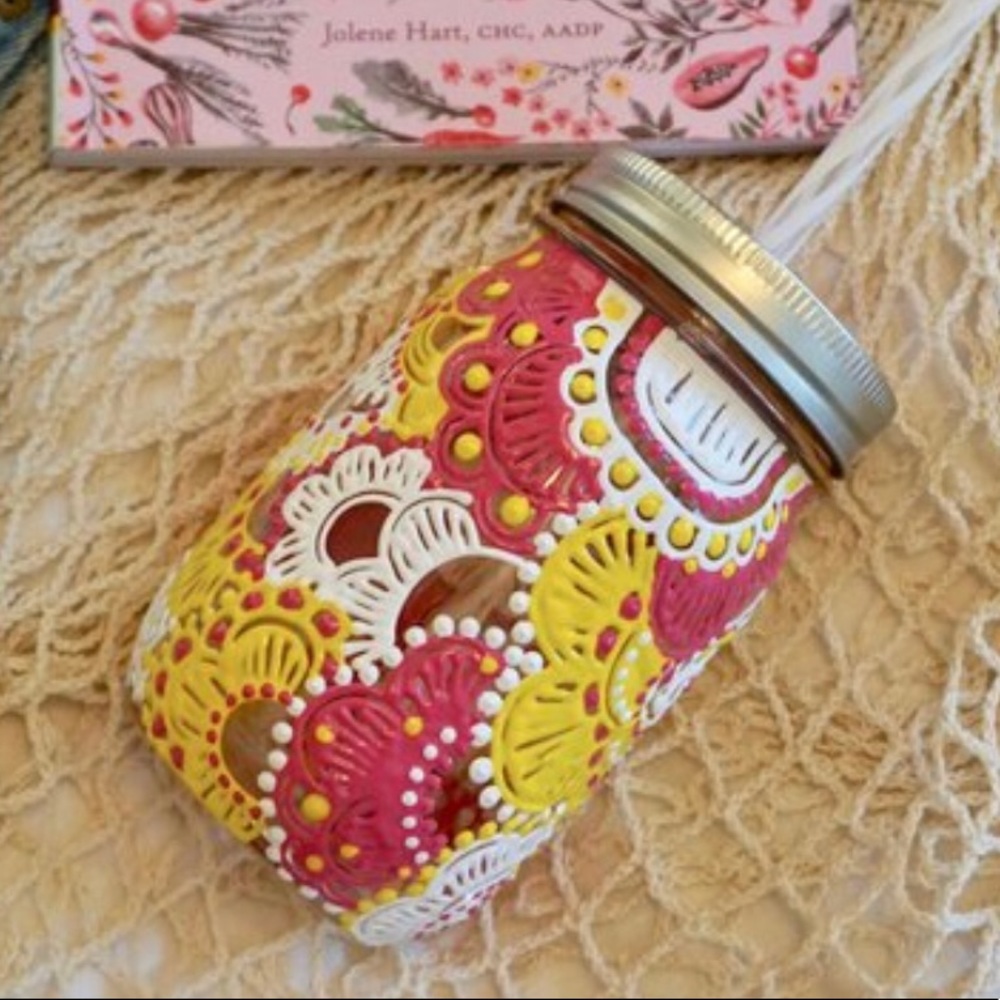 Hand painted pint mason jar.